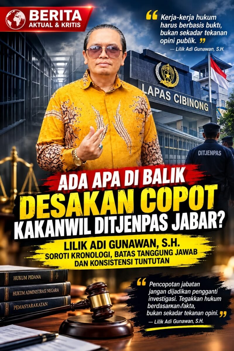 Copot Kakanwil Ditjenpas Jabar ? Lilik Adi Gunawan,S.H : Uji Kronologinya, Jangan Salah Sasaran!