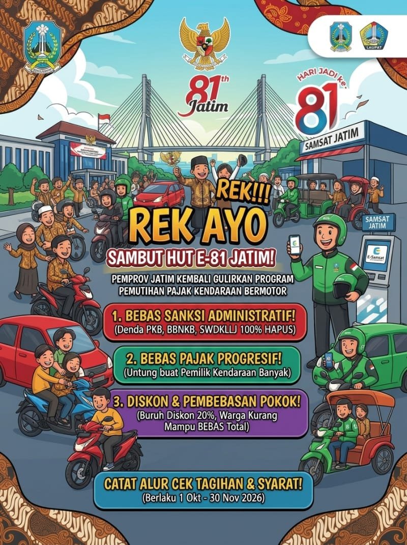 Woro-Woro!!!, Pemprov Jatim Kembali Berlakukan Pemutihan Pajak Kendaraan, Catat Alur Cek Tagihannya