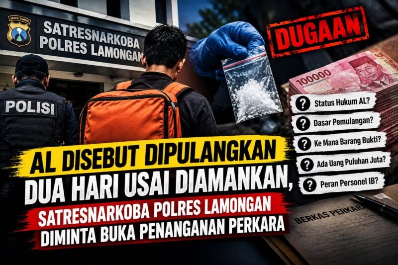 Dugaan Perkara Sabu di Lamongan: AL Dipulangkan, Status Hukum dan Barang Bukti Dipertanyakan