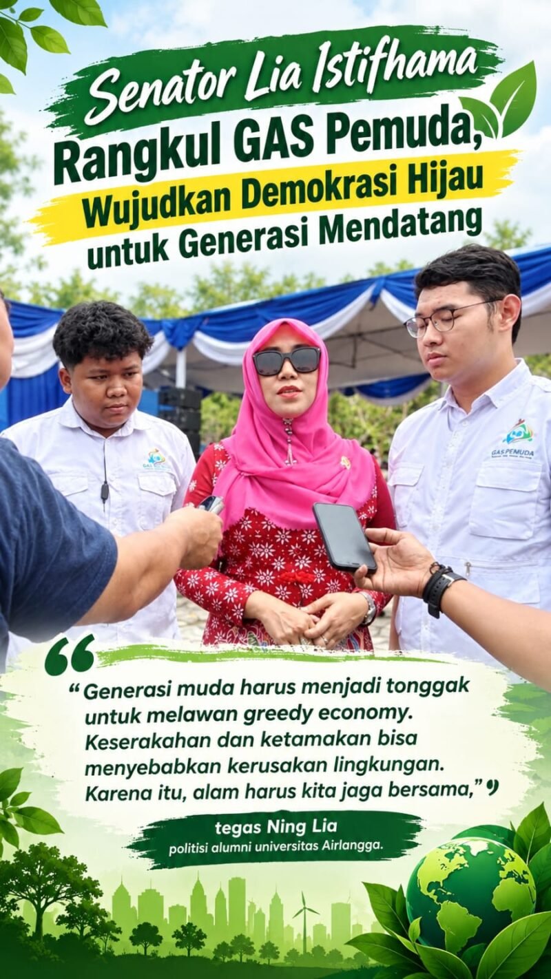 Foto: Anggota DPD RI asal Jawa Timur, Lia Istifhama atau Ning Lia, saat menjadi narasumber talk show tentang demokrasi hijau yang digelar GAS Pemuda di EXO Mangrove Surabaya, Minggu (25/10/2026).